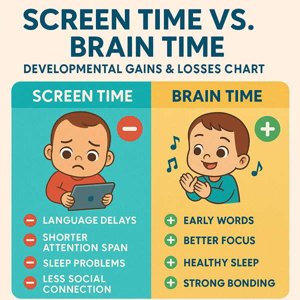 Screen Time vs Brain Time: Developmental Gains & Losses Chart