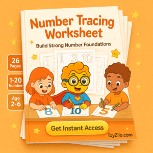 1–10 Printable Number Tracing Worksheets PDF for Preschool Kids – Montessori Counting & Coloring Activity Book