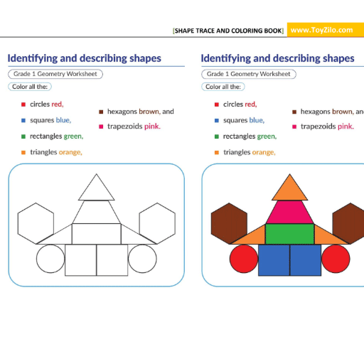 Shapes Tracing and Coloring – Digital shape tracing and activity workbook for kids with coloring, puzzles, and shape recognition games sample1