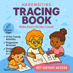 Tracing Handwriting Book – Digital handwriting practice workbook for kids with 21 pages and 41 fun tracing activities